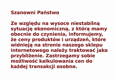 UWAGA Ważna informacja dla Klientów